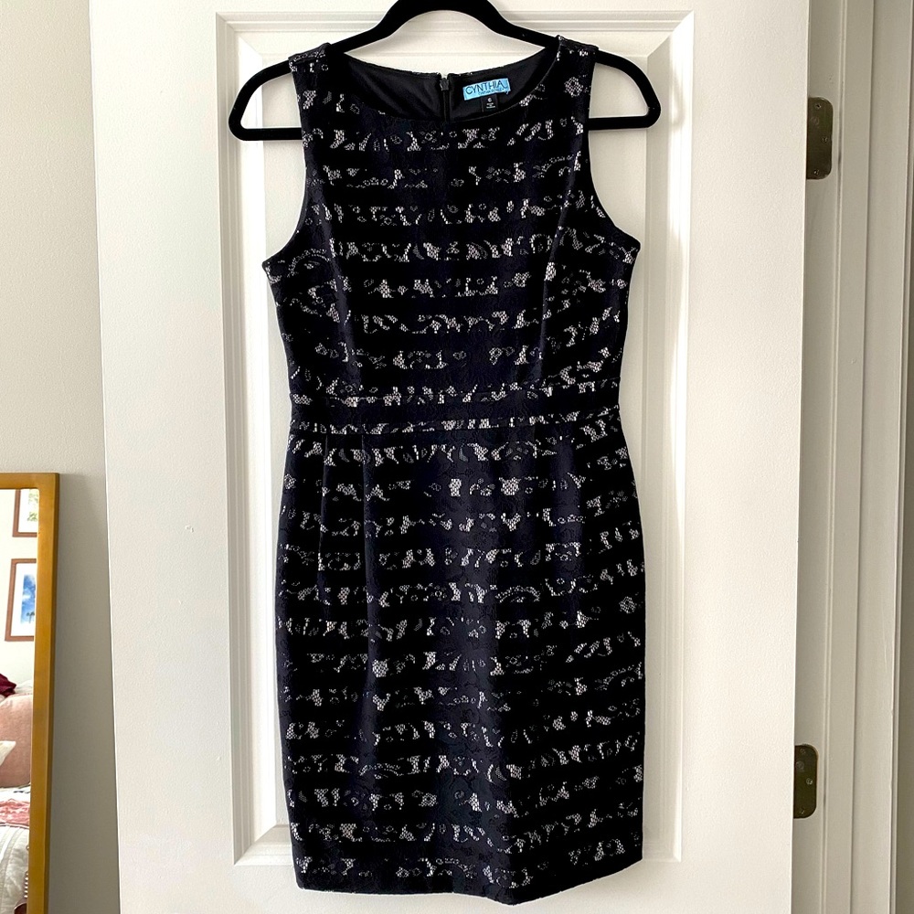 Cynthia Rowley Black Lace Fitted Dress SZ 6